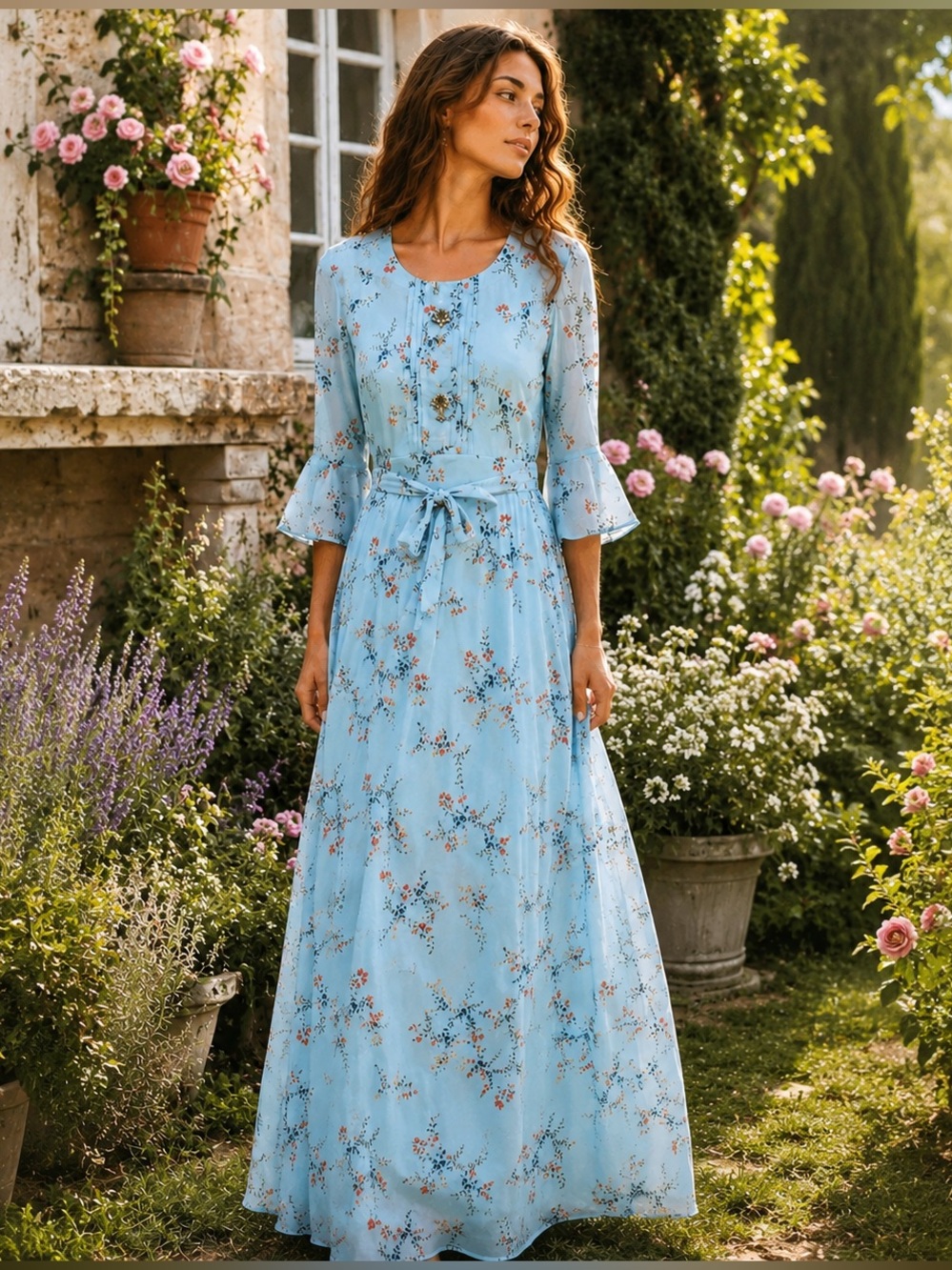 Romantic Cottagecore Floral Maxi Dress